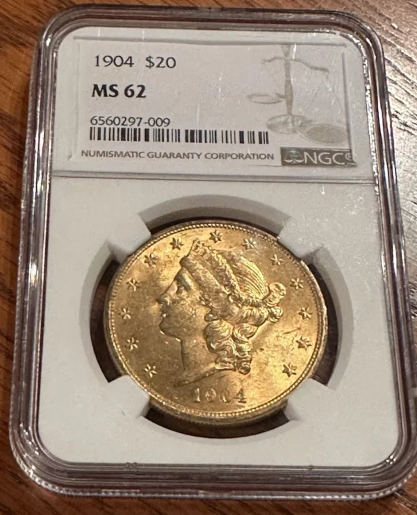 TWINS 2 X 1904 $20 Double Eagle Liberty Gold NGC MS-62 Sequential Coins - Image 3