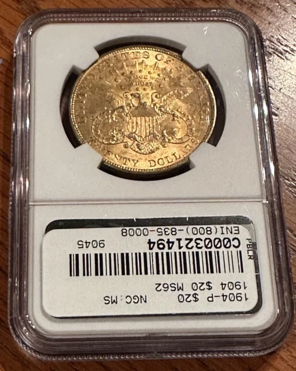 TWINS 2 X 1904 $20 Double Eagle Liberty Gold NGC MS-62 Sequential Coins - Image 4