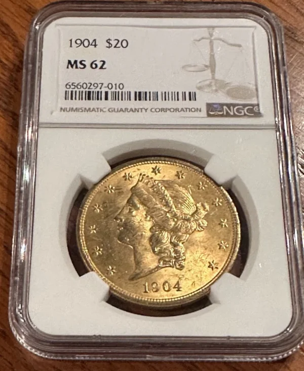 TWINS 2 X 1904 $20 Double Eagle Liberty Gold NGC MS-62 Sequential Coins - Image 7