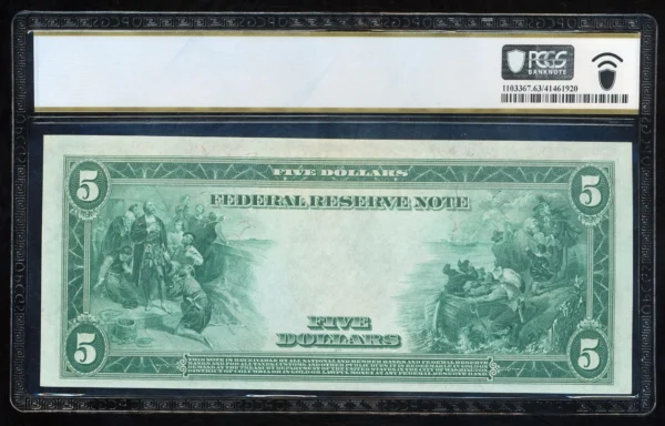 FR.844* 1914 $5 FEDERAL RESERVE NOTE "STAR NOTE" PCGS63 PPQ "SERIAL #27" - Image 2