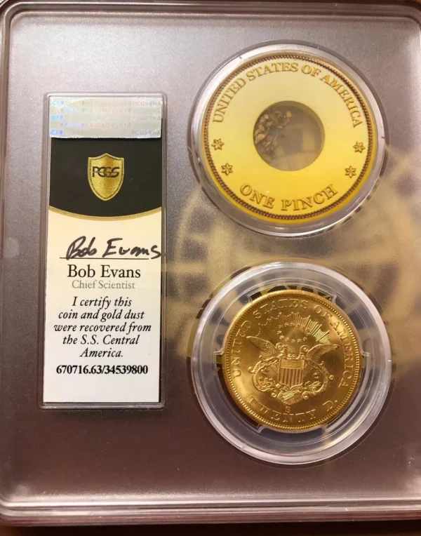 1857 S SS Central America $20 GOLD  double Eagle  PCGS  MS-63  Narrow Serif - Image 2