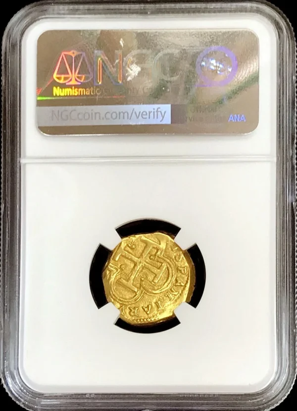 1644 -1661 A GOLD MADRID SPAIN 2 ESCUDOS PHILIP IV COIN MINT NGC MS 64 - Image 2