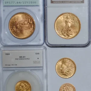 US Gold Coin Lot!! Two 1924 $20 St Gaudens plus a $10 and two $5 gold coins