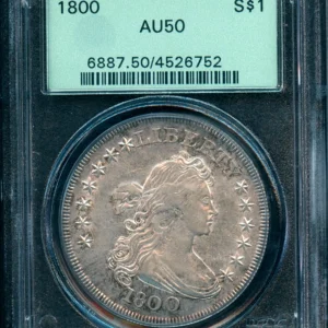 1800 Early US Draped Bust Silver Dollar PCGS AU50