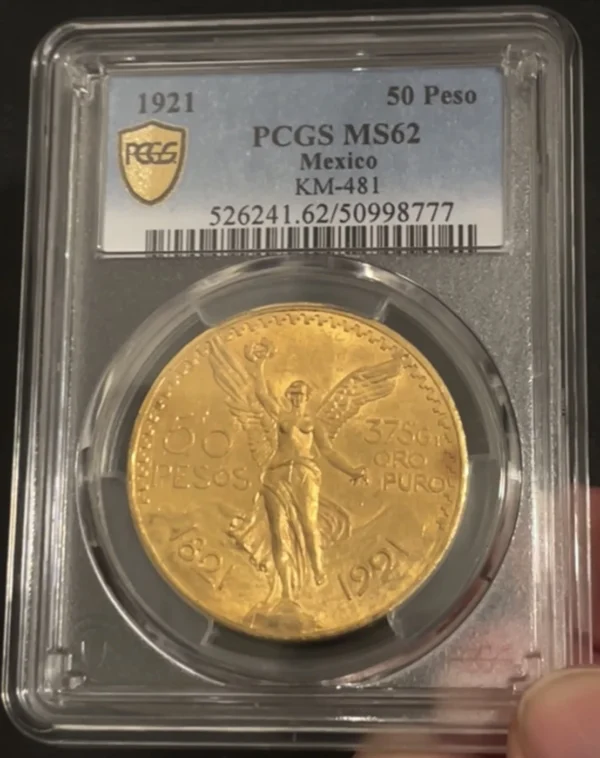 Mexico 1921 Gold 50 Peso PCGS MS-62 Choice Graded Mexican Pesos SUPERB/FRESH !!