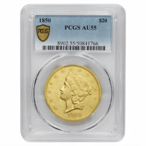 1850 Liberty Head Double Eagle $20,  PCGS AU 55 - Nice Original Coin