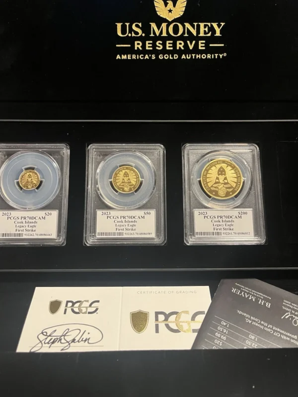 US Money Reserve Cook Island Legacy Eagle First Strike 3 Pc Gold Coin Set
