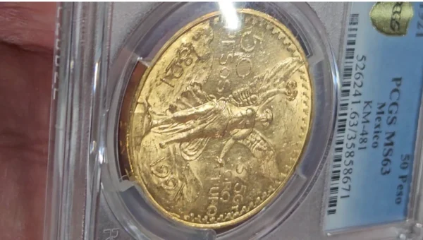 ???? 1921 Mexico 50 Peso Centenario Gold PCGS MS63 Shield KEY DATE Coin 1.2057 oz - Image 2