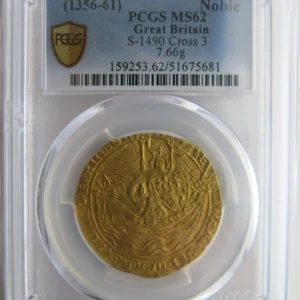 1356 Great Britain Edward III Gold Noble PCGS MS62 Cross 3 7.66 Grams coin