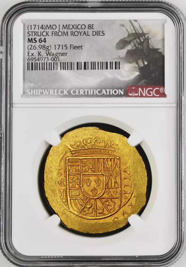 KIP WAGNER'S PERSONAL MEXICO 1714 8 ESCUDOS 1715 FLEET SHIPWRECK NGC 64 PIRATE - Image 6