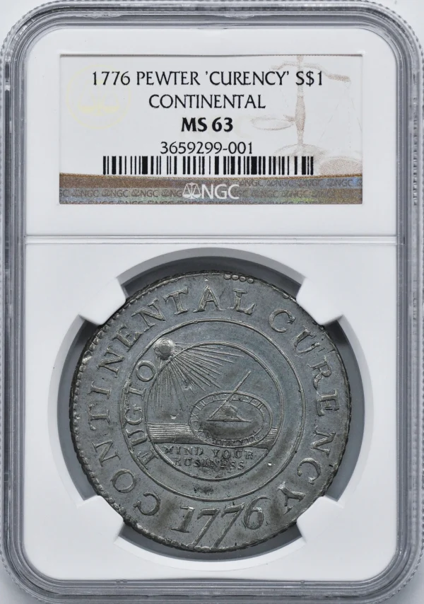 1776 CONTINENTAL $1 NGC MS 63