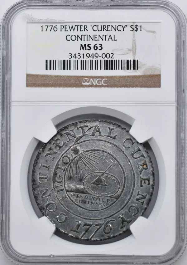 1776 CONTINENTAL $1 NGC MS 63