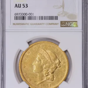 1861-S PAQUET Liberty Double Eagle Type 1 $20 NGC AU53 INCREDIBLY RARE