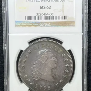 1795 Flowing Hair Silver Dollar NGC MS62 $1 Certified Coin Rare - JP821