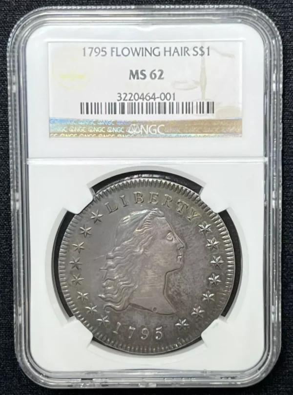 1795 Flowing Hair Silver Dollar NGC MS62 $1 Certified Coin Rare - JP821