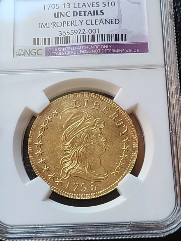 1795 DRAPED BUST 10.00 GOLD EAGLE NGC UNC DETAILS, VERY RARE IN UNCIRCULATED - Image 2