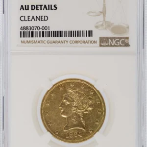 1864-S $10 Gold Liberty NGC AU Details Certified Coin - Cleaned - JJ255