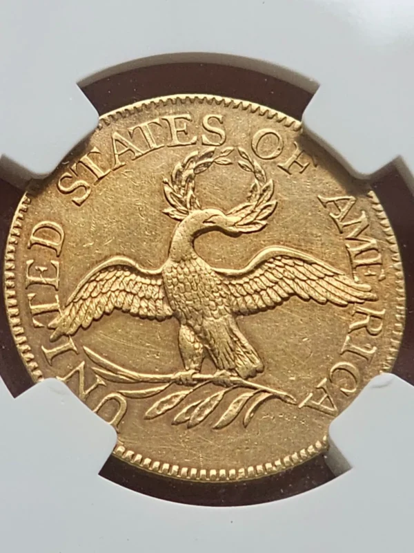 1797 DRAPED BUST 5.00 15 STAR SMALL EAGLE, NGC AU DETAILS BD-1, R.4 VERY RARE! - Image 3