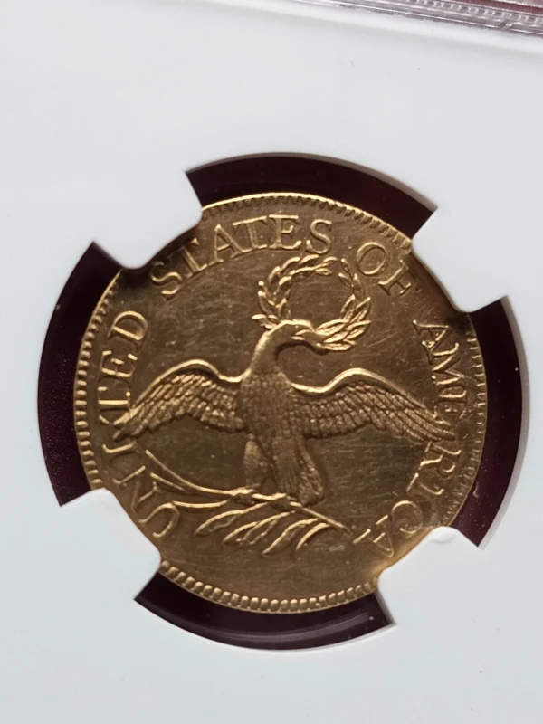 1797 DRAPED BUST 5.00 15 STAR SMALL EAGLE, NGC AU DETAILS BD-1, R.4 VERY RARE! - Image 5