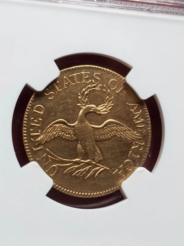 1797 DRAPED BUST 5.00 15 STAR SMALL EAGLE, NGC AU DETAILS BD-1, R.4 VERY RARE! - Image 7
