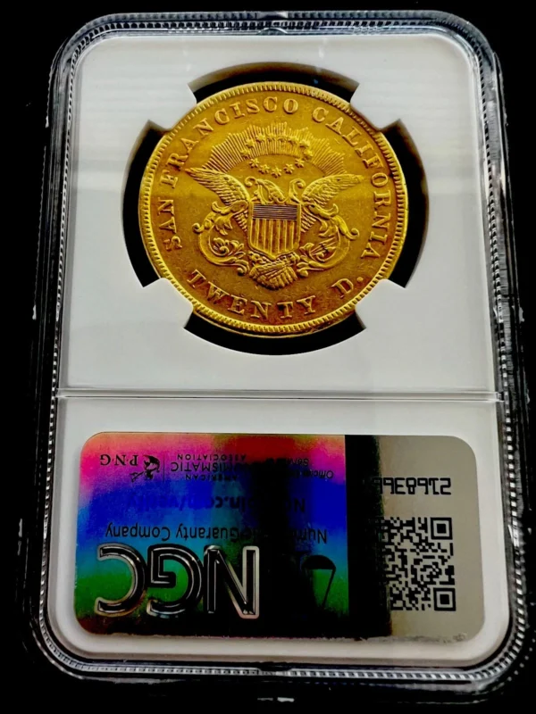 1854 Double Eagle $20 Gold Kellogg & Co NGC Uncirculated Territorial Very Rare - Image 2