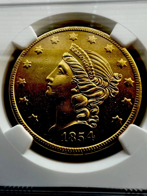 1854 Double Eagle $20 Gold Kellogg & Co NGC Uncirculated Territorial Very Rare - Image 3