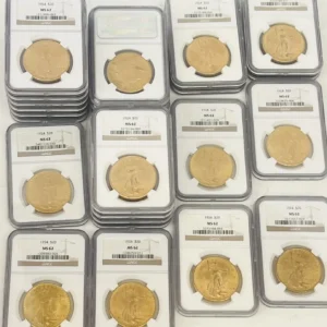 RARE SET OF 25  St GAUDENS US GOLD $20.00 MS62 BY NGC  BEFORE 1932 ALL GRADED
