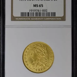 1810 LG DATE LARGE 5 Capped Bust $5 NGC MS65