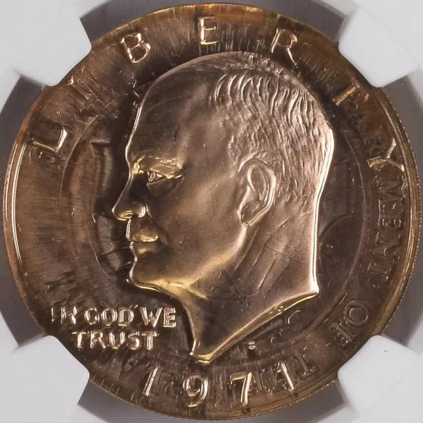 UNIQUE Ike Dollar Overstruck on Bronze SF Assay Office Medal NGC PF 69 RED CAMEO - Image 3
