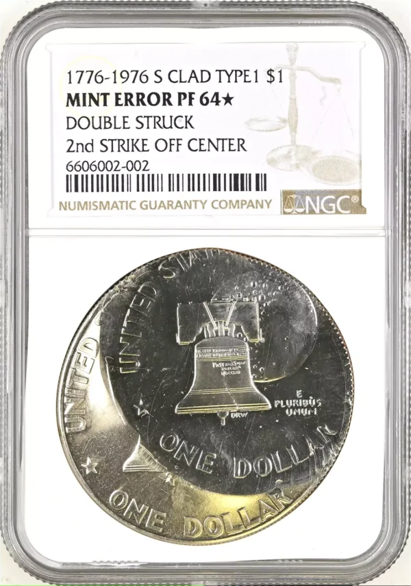 UNIQUE 1976-S Proof Bicentennial Ike $1 Double Struck 2nd Strike O/C NGC PF 64⭑