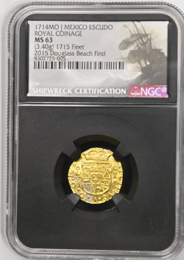 1714 Mexico ROYAL One Escudo from the 1715 Treasure Fleet MS 63 From the Source! - Image 3