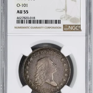 1794 FLOWING HAIR 50C NGC AU 55