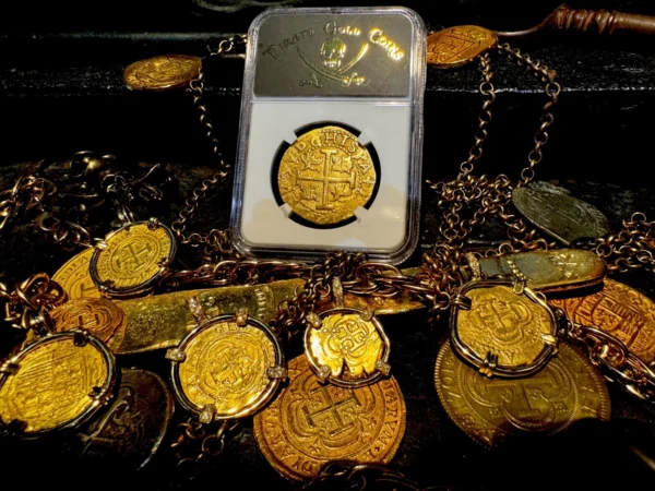 1702 PERU BOB JOHNSON 8 ESCUDOS NGC 61 1715 FLEET SHIPWRECK PIRATE GOLD COINS - Image 7