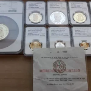SHARJAH 1970 GOLD 5COIN & SILVER 4COIN PROOF FULL SET