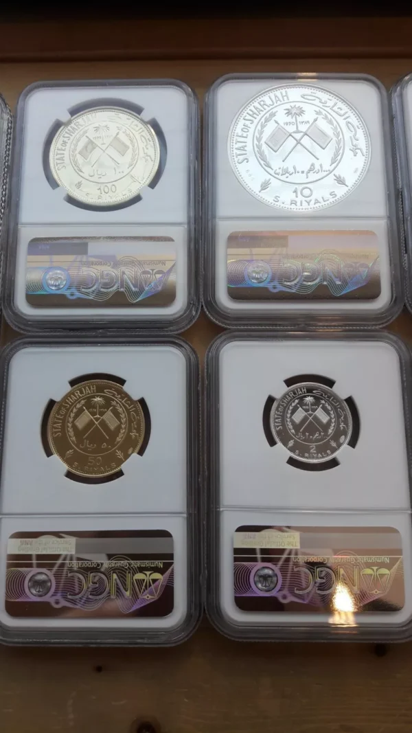 SHARJAH 1970 GOLD 5COIN & SILVER 4COIN PROOF FULL SET - Image 6