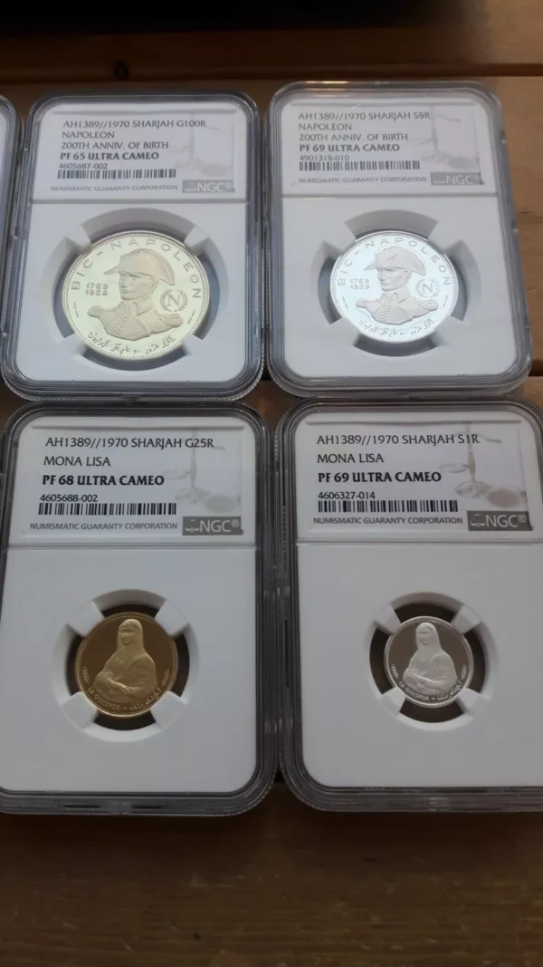 SHARJAH 1970 GOLD 5COIN & SILVER 4COIN PROOF FULL SET - Image 7