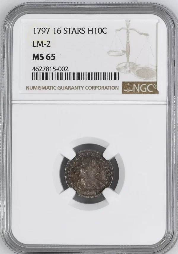 1797 DRAPED BUST H10C NGC MS 65