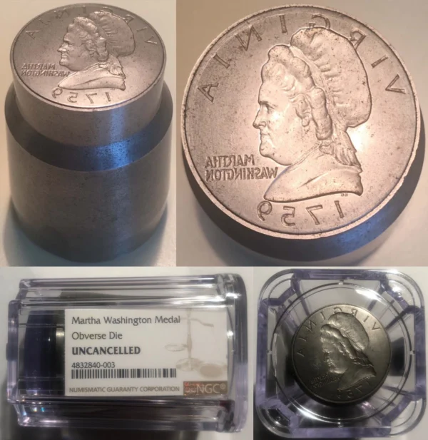 Uncanceled Martha Washington Half Dollar Size Obv Die for Judd #2131 NGC 2 Known
