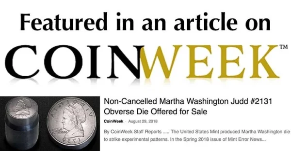 Uncanceled Martha Washington Half Dollar Size Obv Die for Judd #2131 NGC 2 Known - Image 7