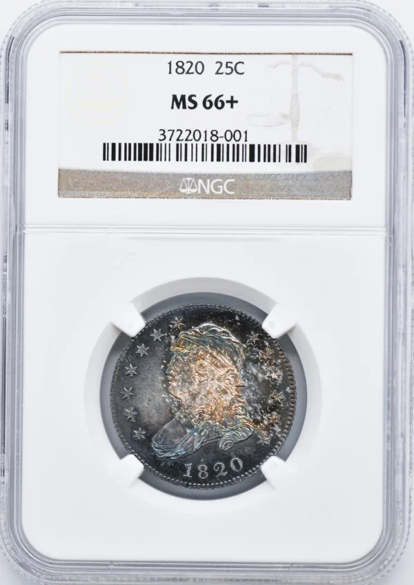1820 CAPPED BUST 25C NGC MS 66+