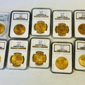 RARE SET OF  10 MS 66 US $20.00 GOLD COINS GRADED BY:PCGS & NGC