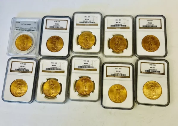 RARE SET OF  10 MS 66 US $20.00 GOLD COINS GRADED BY:PCGS & NGC