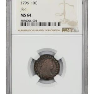 1796 10C NGC MS64 - Draped Bust Dime - Scarce Small Eagle Dime