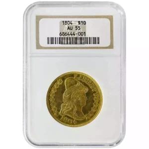1804 $10 Crosslet 4, Draped Bust, NGC AU55 Rare Coin