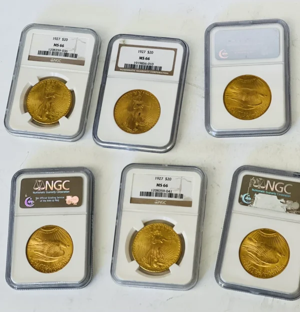 RARE SET OF 6 X MS 66 CIRCA 1927 US $20.00 GOLD COINS CIRCA 1927 BY :NGC - Image 4