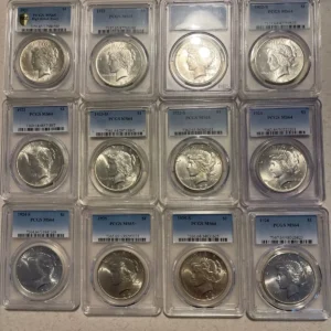 High Grade Complete PCGS Graded 31 Coin Peace Silver Dollar Set