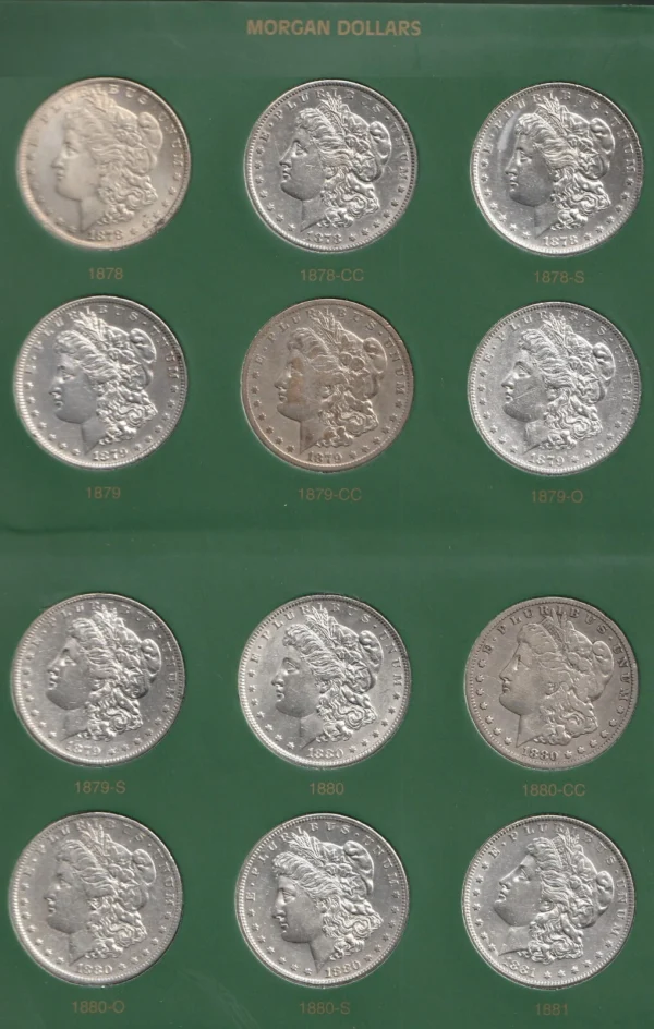 Near complete 96pc morgan dollar set Missing only 93s & 95 p & 2 new coin albums - Image 3