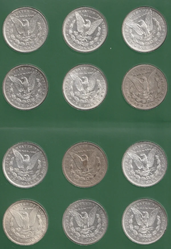 Near complete 96pc morgan dollar set Missing only 93s & 95 p & 2 new coin albums - Image 4