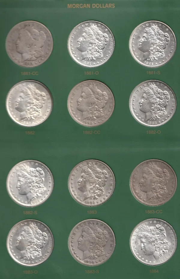 Near complete 96pc morgan dollar set Missing only 93s & 95 p & 2 new coin albums - Image 5