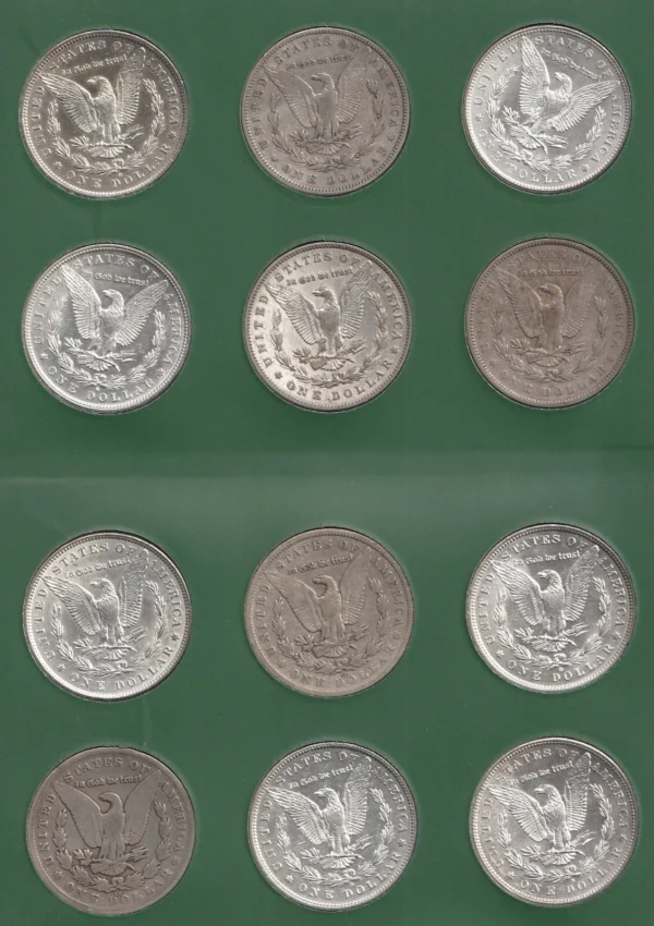 Near complete 96pc morgan dollar set Missing only 93s & 95 p & 2 new coin albums - Image 6